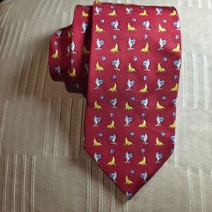 BEAUFORT The‎ Rack Men's Red 100% Silk Tie with Seal/Ball Pattern Made in Italy